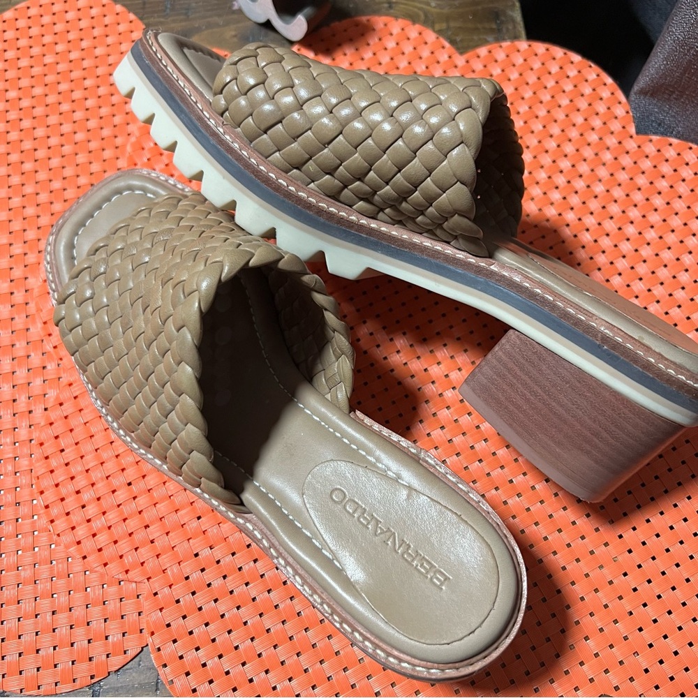 Bernardo Tan Woven Mules
